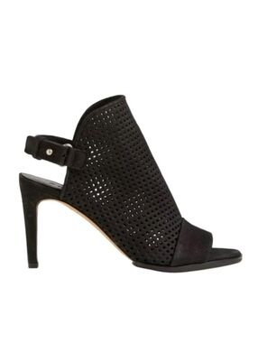 Vince Aden Laser Cut Suede Peep Toe Heel Sandal Slingback Booties Nubuck